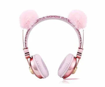 girls pink bear headphones